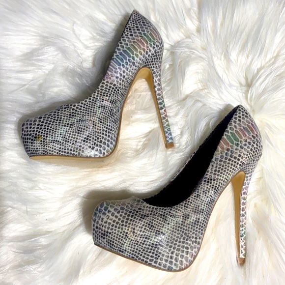 Steve Madden Women’s Nala Iridescent Snakeskin Platform Pumps NEW - Picture 3 of 7